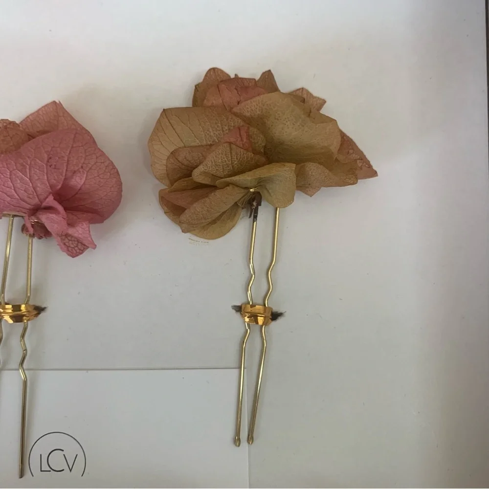 BHLDN Anthro Les Couronnes De Victoire Botanical Flower Floral Hair Pins (3)